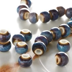 Wholesale 😉 12 Pack: Blue & Brown Ceramic Round Beads, 8mm by Bead Landing™ ⭐