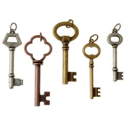 Flash Sale ⌛ 12 Packs: 5 ct. (60 total) Found Objects™ Multicolor Key Charms by Bead Landing™ 😉