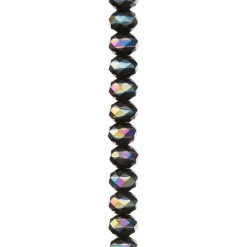Brand new ⭐ 12 Pack: Black Aurora Borealis Striped Glass Faceted Rondelle Beads, 8mm by Bead Landing™ 🎁