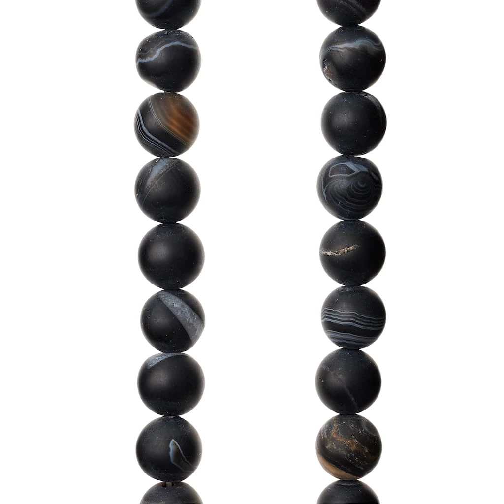Discount ๐ 12 Pack: Matte Black & Brown Striped Agate Round Beads, 8mm by Bead Landing™ ๐ 3 Discount ๐ 12 Pack: Matte Black & Brown Striped Agate Round Beads, 8mm by Bead Landing™ ๐