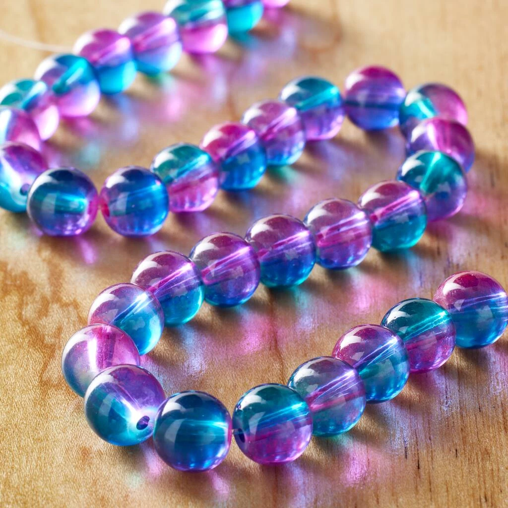 Budget 😉 12 Pack: Green, Pink & Blue Glass Round Beads, 8mm by Bead Landing™ ✨ 4 Budget 😉 12 Pack: Green, Pink & Blue Glass Round Beads, 8mm by Bead Landing™ ✨ - Image 2