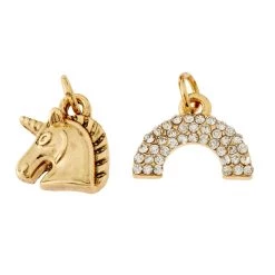 Budget ⭐ 12 Packs: 2 ct. (24 total) Charmalong™ 14k Gold Plated Unicorn & Rainbow Charms by Bead Landing™ 🥰