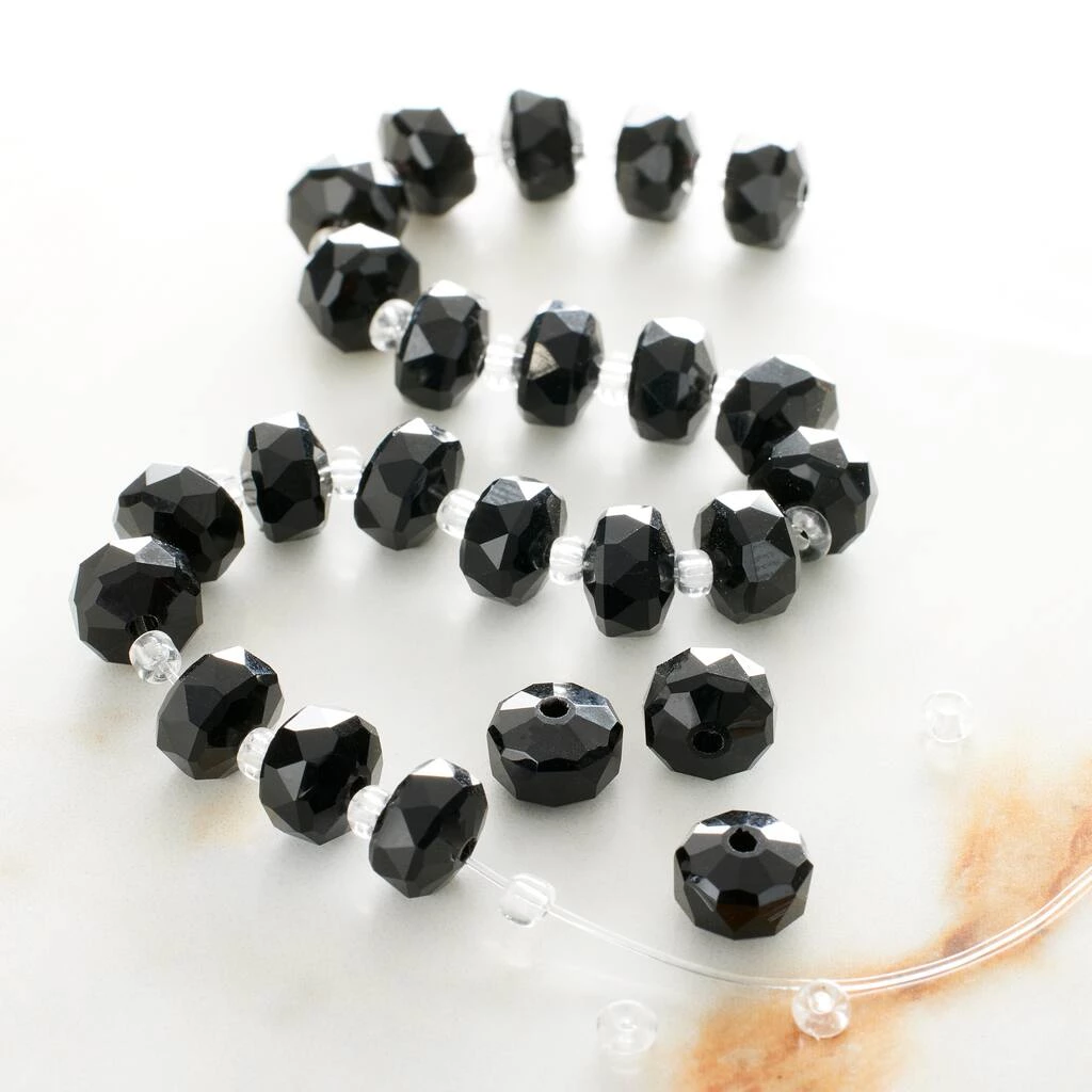 New ⌛ 12 Pack: Black Faceted Glass Rondelle Beads, 8mm by Bead Landing™ 👍 4 New ⌛ 12 Pack: Black Faceted Glass Rondelle Beads, 8mm by Bead Landing™ 👍 - Image 2