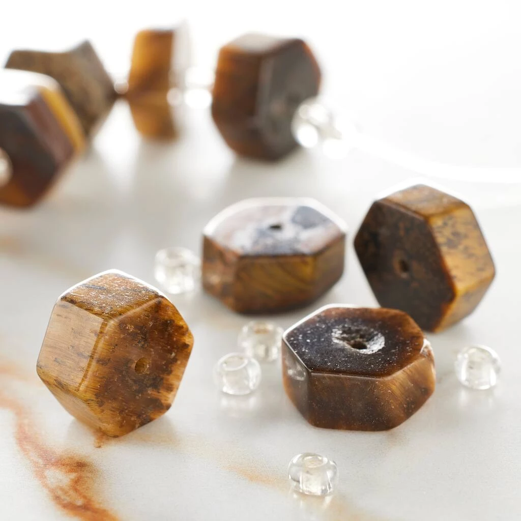 New 🎉 12 Pack: Tiger's Eye Hexagon Beads with Spacers, 12mm by Bead Landing® ⌛ 4 New 🎉 12 Pack: Tiger's Eye Hexagon Beads with Spacers, 12mm by Bead Landing® ⌛ - Image 2