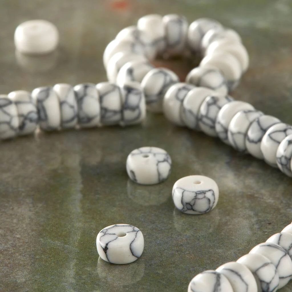 Wholesale 🌟 12 Pack: White Howlite Rondelle Beads, 6mm by Bead Landing® 🛒 4 Wholesale 🌟 12 Pack: White Howlite Rondelle Beads, 6mm by Bead Landing® 🛒 - Image 2