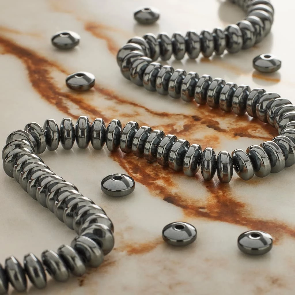 Coupon 🌟 12 Pack: Black Hematite Rondelle Beads, 6mm by Bead Landing™ 🥰 4 Coupon 🌟 12 Pack: Black Hematite Rondelle Beads, 6mm by Bead Landing™ 🥰 - Image 2